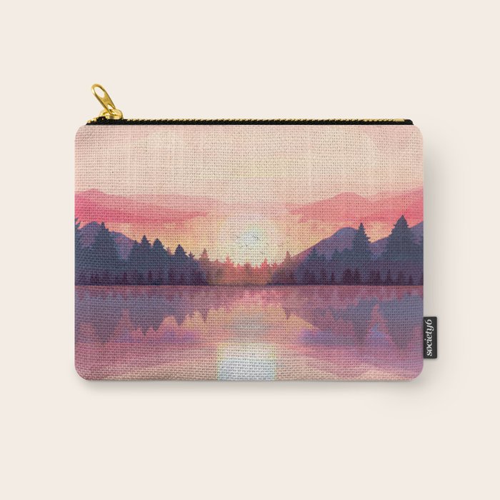 Morning Sunshine over the Peaceful Mountain Lake Carry All Pouch Gallery Image 1