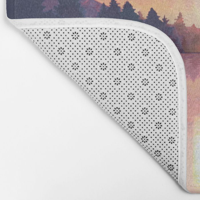 Morning Sunshine over the Peaceful Mountain Lake Bath Mat Gallery Image 2