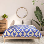Vintage geometric blue flower art pattern Comforter Gallery Image 3