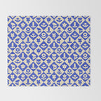 Vintage geometric blue flower art pattern Throw Blanket Gallery Image 2
