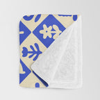 Vintage geometric blue flower art pattern Throw Blanket Gallery Image 3