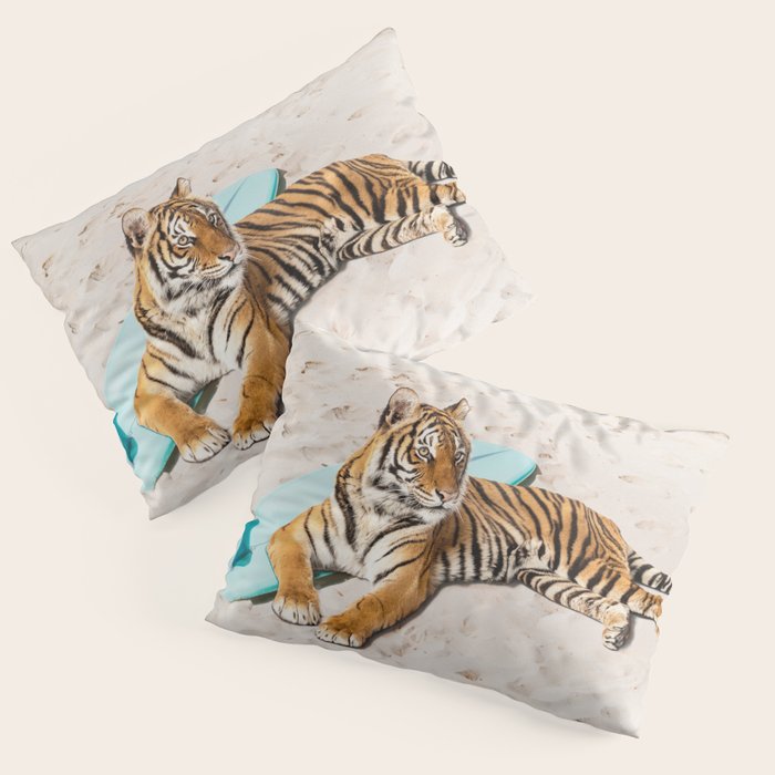 Tiger's Surf Beach Pillow Sham Gallery Image 3