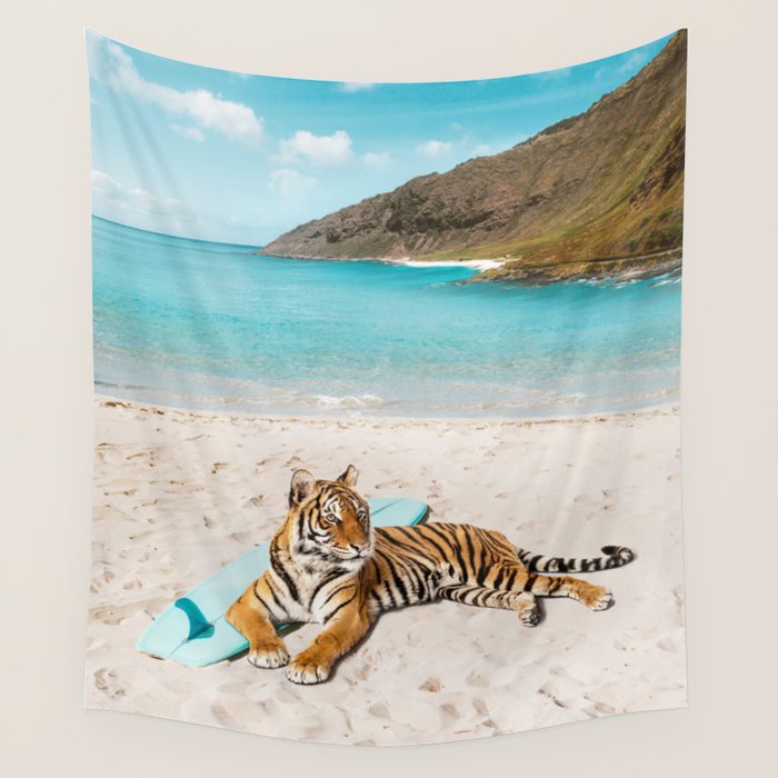 Tiger's Surf Beach Wall Tapestry Gallery Image 4