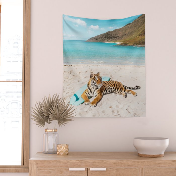 Tiger's Surf Beach Wall Tapestry Gallery Image 2