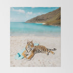 Tiger's Surf Beach Throw Blanket Gallery Image 2