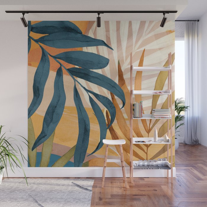 Modern Abstract Art Tropical Leaves 4 Wall Mural Gallery Image 1