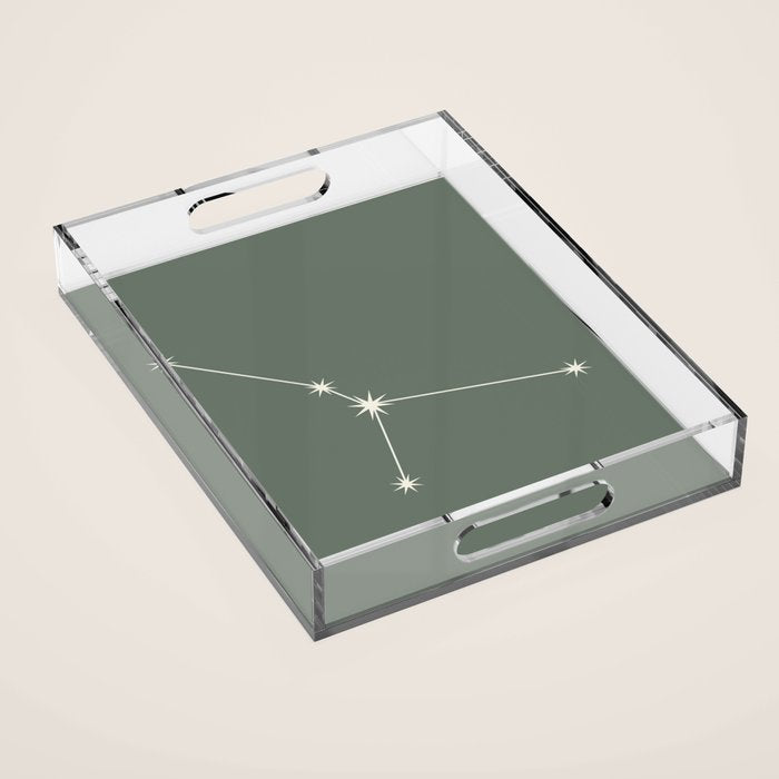 Cancer Zodiac Star Constellation Line Art Sage Acrylic Tray Gallery Image 1