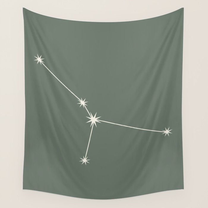 Cancer Zodiac Star Constellation Line Art Sage Wall Tapestry Gallery Image 4