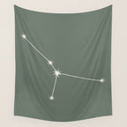 Cancer Zodiac Star Constellation Line Art Sage Wall Tapestry Gallery Image 4