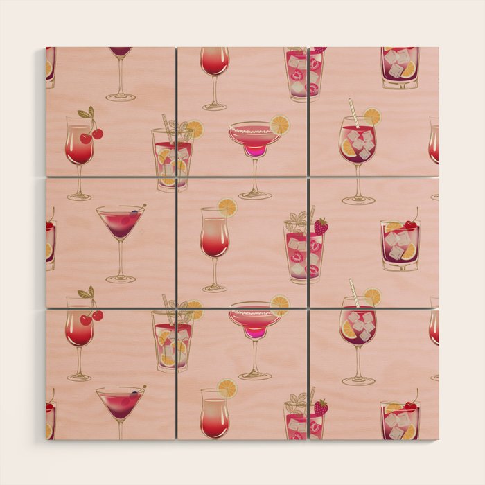 Glam Cocktails Theme Wood Wall Art Gallery Image 1