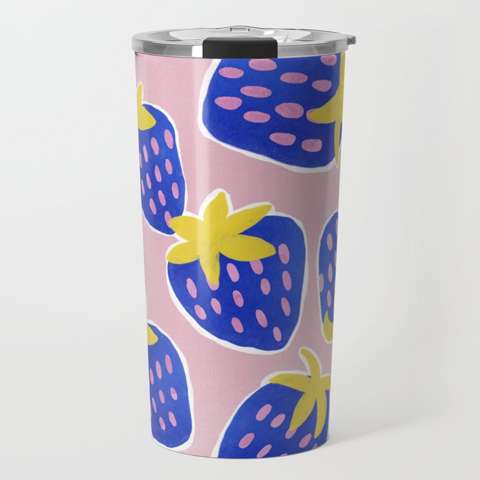 Blue Strawberries Travel Mug Gallery Image 1
