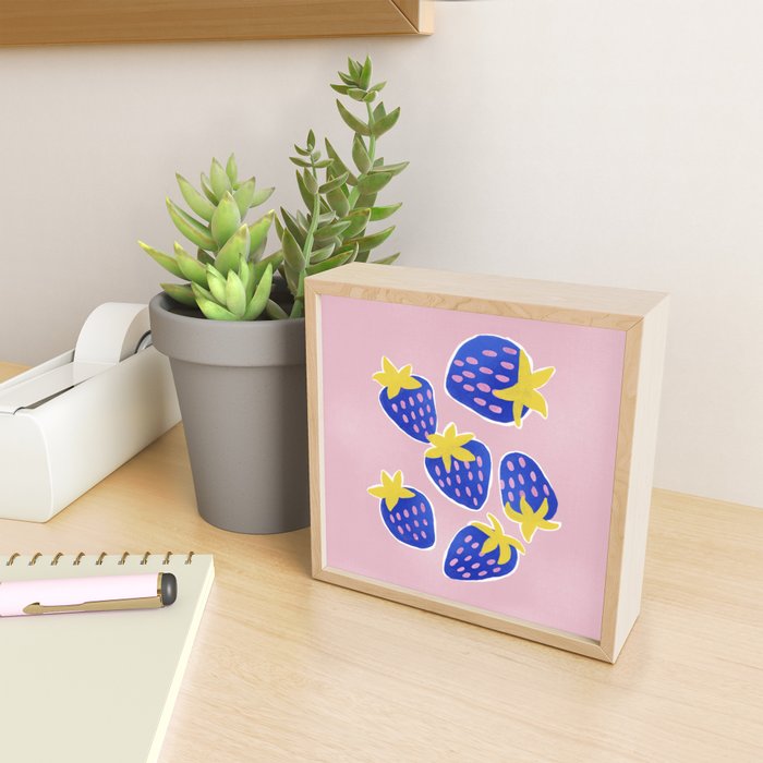 Blue Strawberries Mini Art Print Gallery Image 2