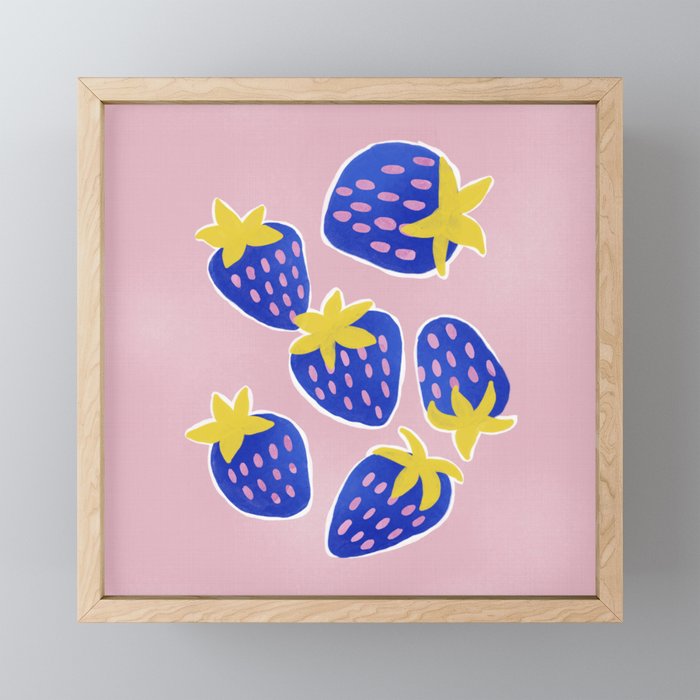 Blue Strawberries Mini Art Print Gallery Image 1