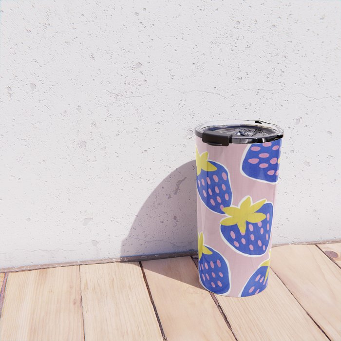 Blue Strawberries Travel Mug Gallery Image 4