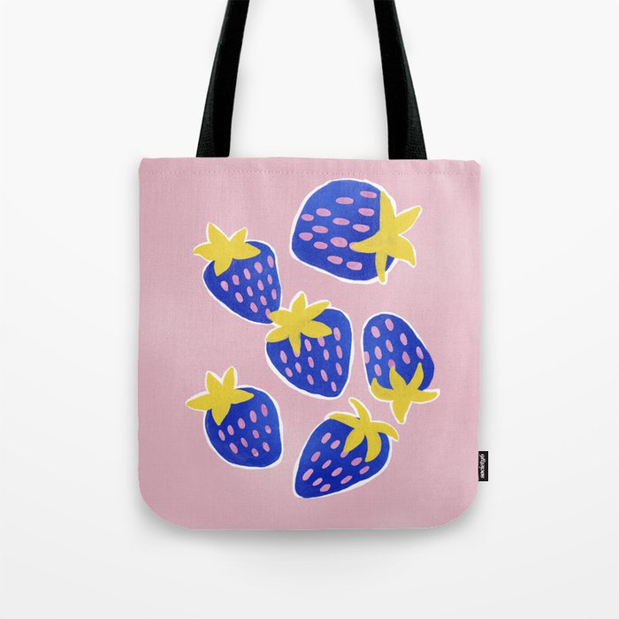 Blue Strawberries Tote Bag Gallery Image 1