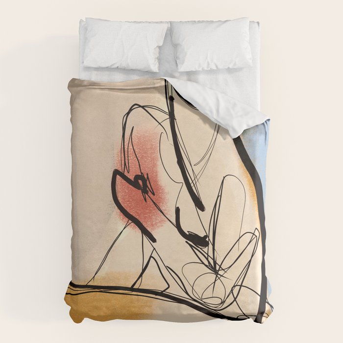 Female Figure Line Art 7 Duvet Cover Gallery Image 1