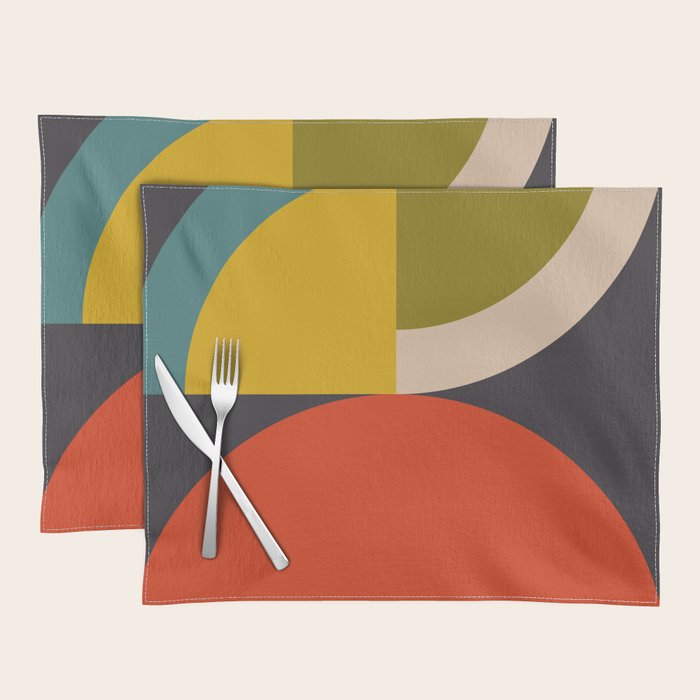 mid century bauhaus geometric large 3 Placemat Gallery Image 1