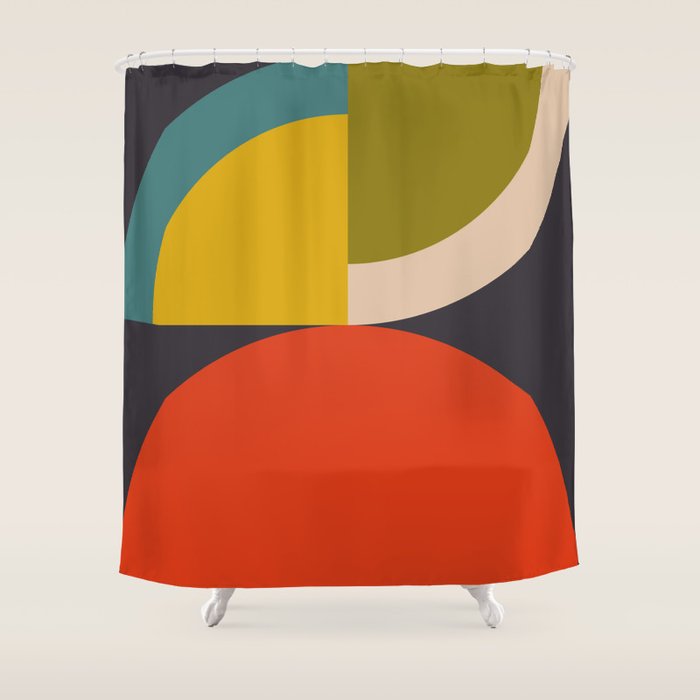 mid century bauhaus geometric large 3 Shower Curtain Gallery Image 1