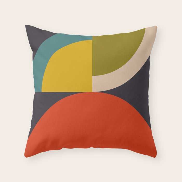 mid century bauhaus geometric large 3 Throw Pillow Gallery Image 6