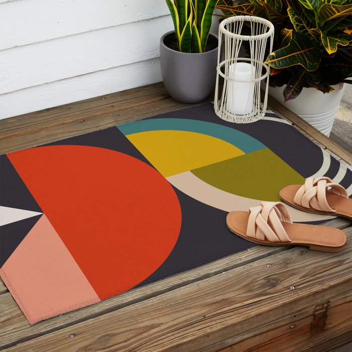 mid century bauhaus geometric large 3 Outdoor Rug Gallery Image 2