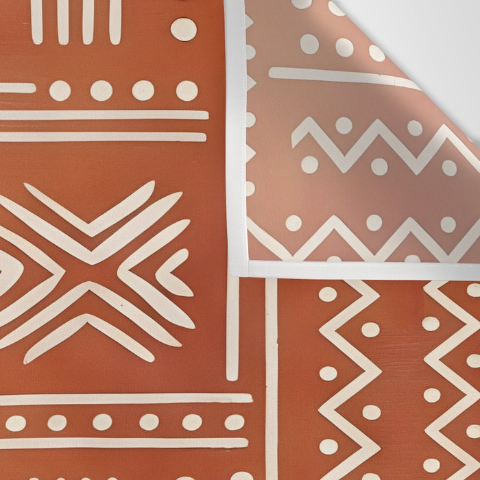 Geometric Tribal Pattern on Terracotta Wall Tapestry Gallery Image 3