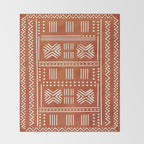 Geometric Tribal Pattern on Terracotta Throw Blanket Gallery Image 2