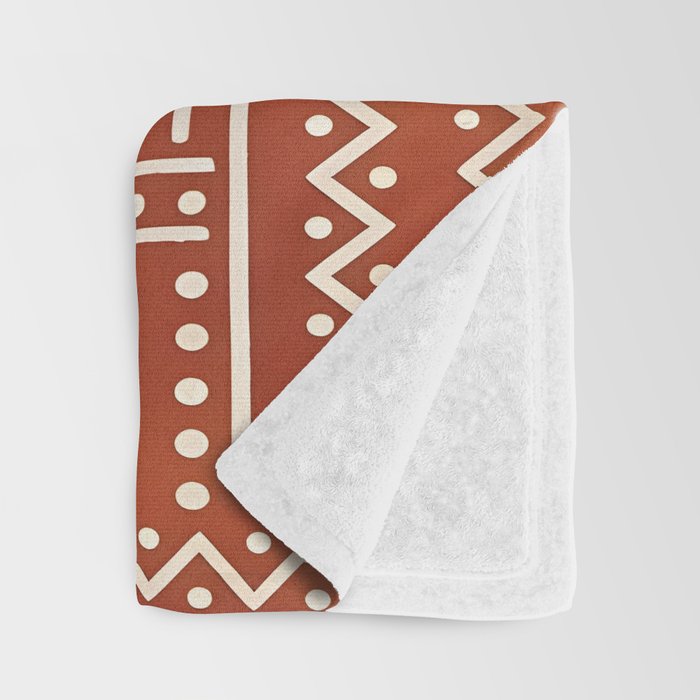 Geometric Tribal Pattern on Terracotta Throw Blanket Gallery Image 3