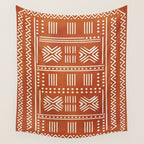 Geometric Tribal Pattern on Terracotta Wall Tapestry Gallery Image 4