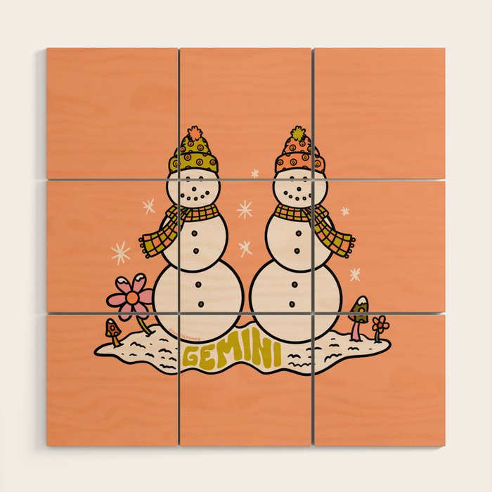 Gemini Snowman Wood Wall Art Gallery Image 1