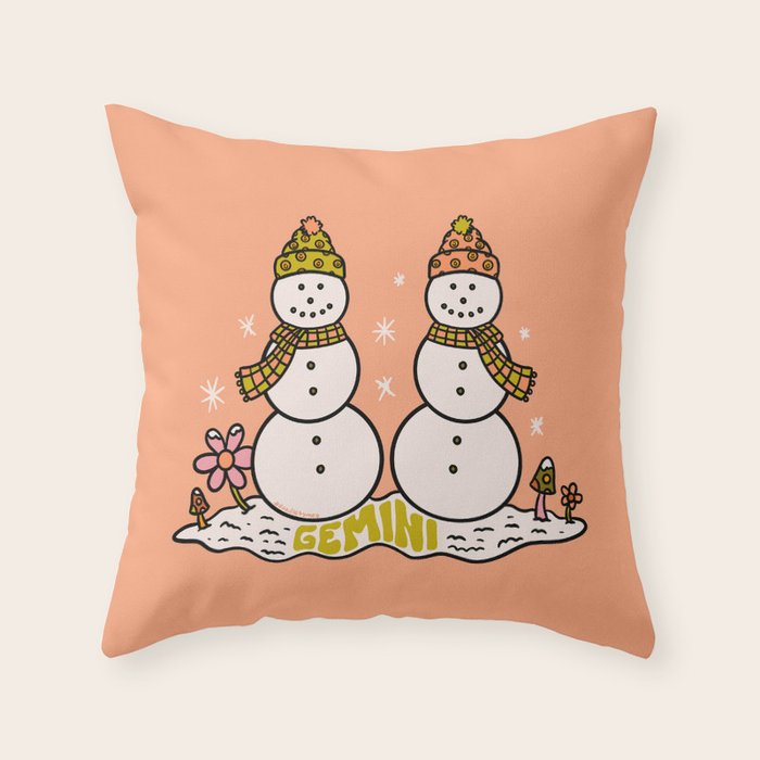 Gemini Snowman Throw Pillow Gallery Image 6