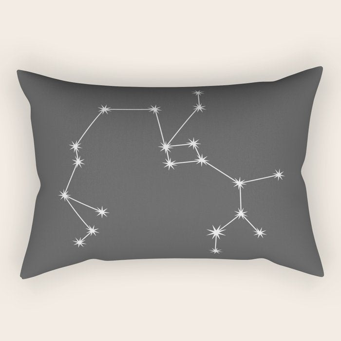 Sagittarius Zodiac Star Constellation Line Art Grey Rectangular Pillow Gallery Image 1