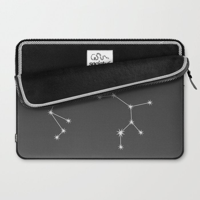 Sagittarius Zodiac Star Constellation Line Art Grey Laptop Sleeve Gallery Image 2