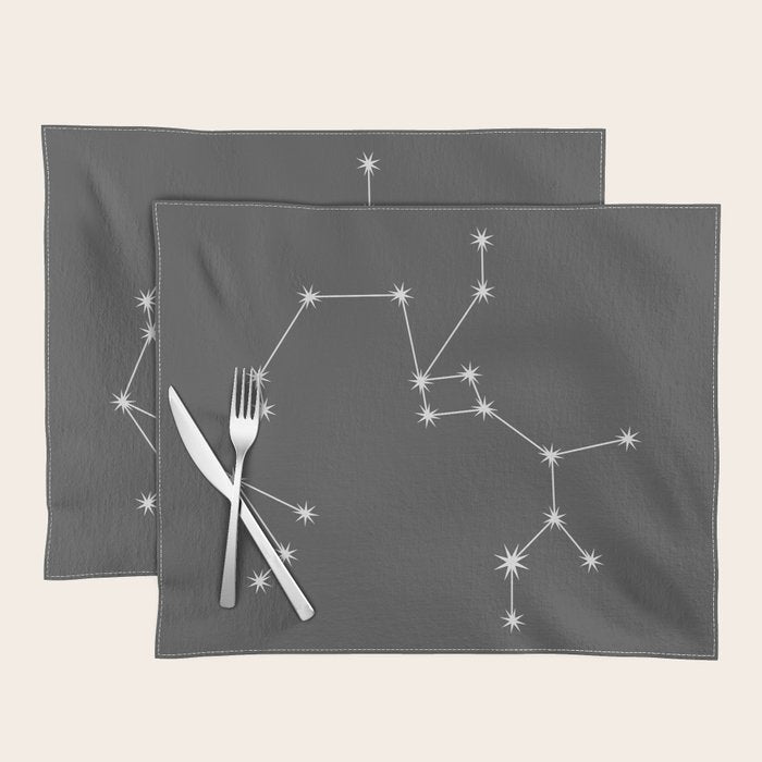 Sagittarius Zodiac Star Constellation Line Art Grey Placemat Gallery Image 1