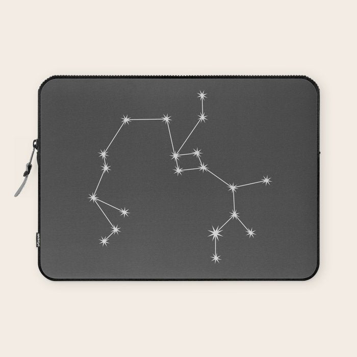 Sagittarius Zodiac Star Constellation Line Art Grey Laptop Sleeve Gallery Image 1