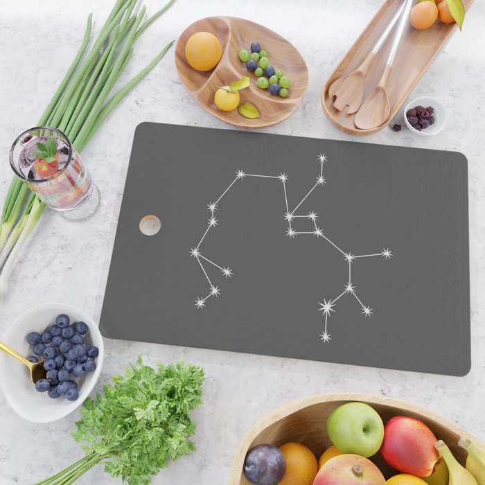 Sagittarius Zodiac Star Constellation Line Art Grey Cutting Board Gallery Image 2
