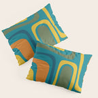 Palm Springs Midcentury Modern Abstract in Moroccan Mustard, Orange, Olive, Blue, and Teal Pillow Sham Gallery Image 3