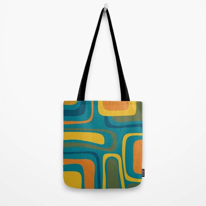 Palm Springs Midcentury Modern Abstract in Moroccan Mustard, Orange, Olive, Blue, and Teal Tote Bag Gallery Image 2