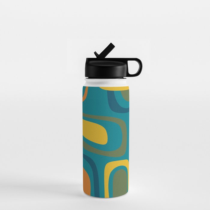 Palm Springs Midcentury Modern Abstract in Moroccan Mustard, Orange, Olive, Blue, and Teal Water Bottle Gallery Image 1