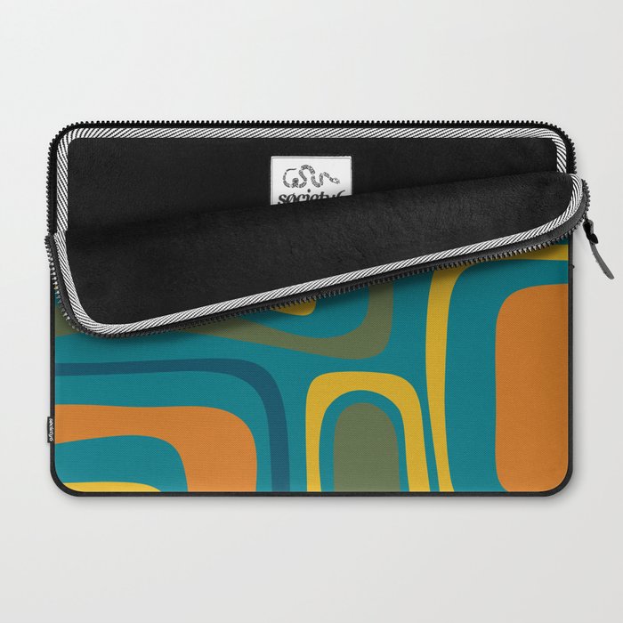 Palm Springs Midcentury Modern Abstract in Moroccan Mustard, Orange, Olive, Blue, and Teal Laptop Sleeve Gallery Image 2