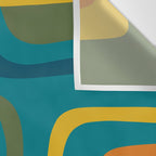 Palm Springs Midcentury Modern Abstract in Moroccan Mustard, Orange, Olive, Blue, and Teal Wall Tapestry Gallery Image 3