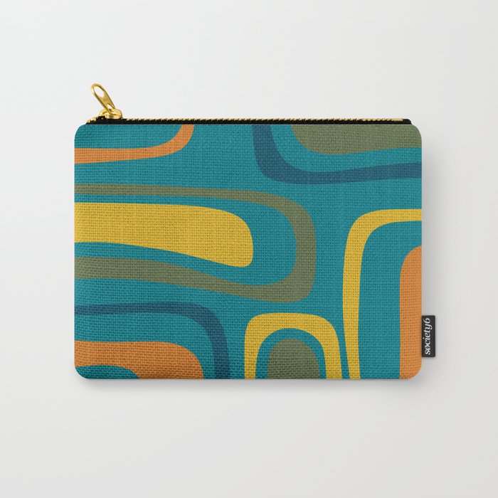 Palm Springs Midcentury Modern Abstract in Moroccan Mustard, Orange, Olive, Blue, and Teal Carry All Pouch Gallery Image 1