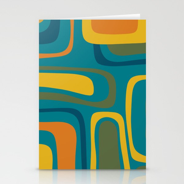 Palm Springs Midcentury Modern Abstract in Moroccan Mustard, Orange, Olive, Blue, and Teal Stationery Card Gallery Image 2