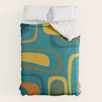 Palm Springs Midcentury Modern Abstract in Moroccan Mustard, Orange, Olive, Blue, and Teal Duvet Cover Gallery Image 6