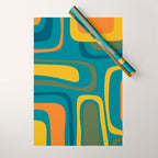 Palm Springs Midcentury Modern Abstract in Moroccan Mustard, Orange, Olive, Blue, and Teal Wrapping Paper Gallery Image 1