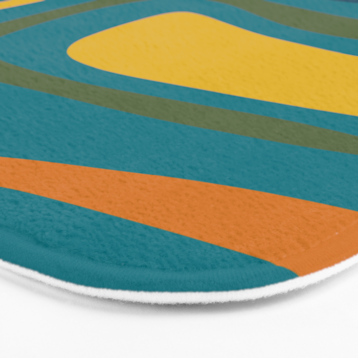 Palm Springs Midcentury Modern Abstract in Moroccan Mustard, Orange, Olive, Blue, and Teal Bath Mat Gallery Image 3