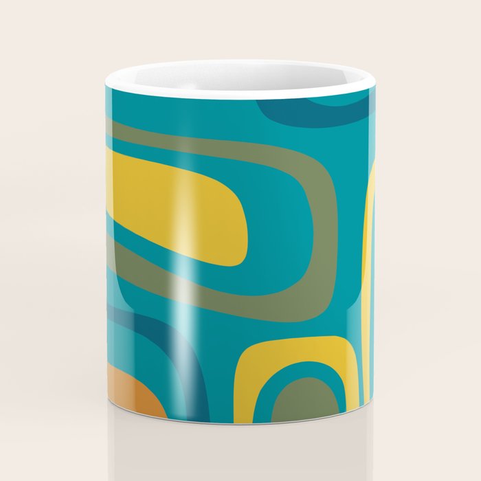 Palm Springs Midcentury Modern Abstract in Moroccan Mustard, Orange, Olive, Blue, and Teal Coffee Mug Gallery Image 4