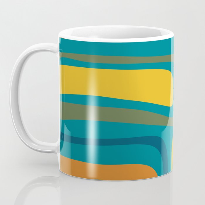 Palm Springs Midcentury Modern Abstract in Moroccan Mustard, Orange, Olive, Blue, and Teal Coffee Mug Gallery Image 3