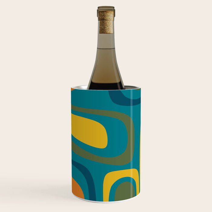 Palm Springs Midcentury Modern Abstract in Moroccan Mustard, Orange, Olive, Blue, and Teal Wine Chiller Gallery Image 1