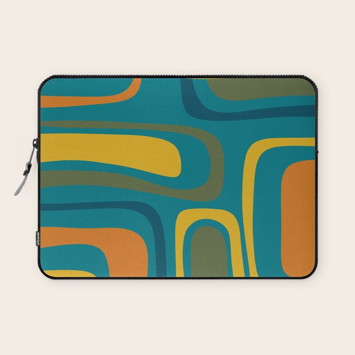 Palm Springs Midcentury Modern Abstract in Moroccan Mustard, Orange, Olive, Blue, and Teal Laptop Sleeve Gallery Image 1