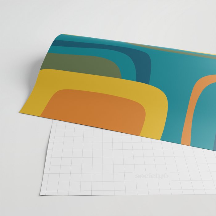 Palm Springs Midcentury Modern Abstract in Moroccan Mustard, Orange, Olive, Blue, and Teal Wrapping Paper Gallery Image 2